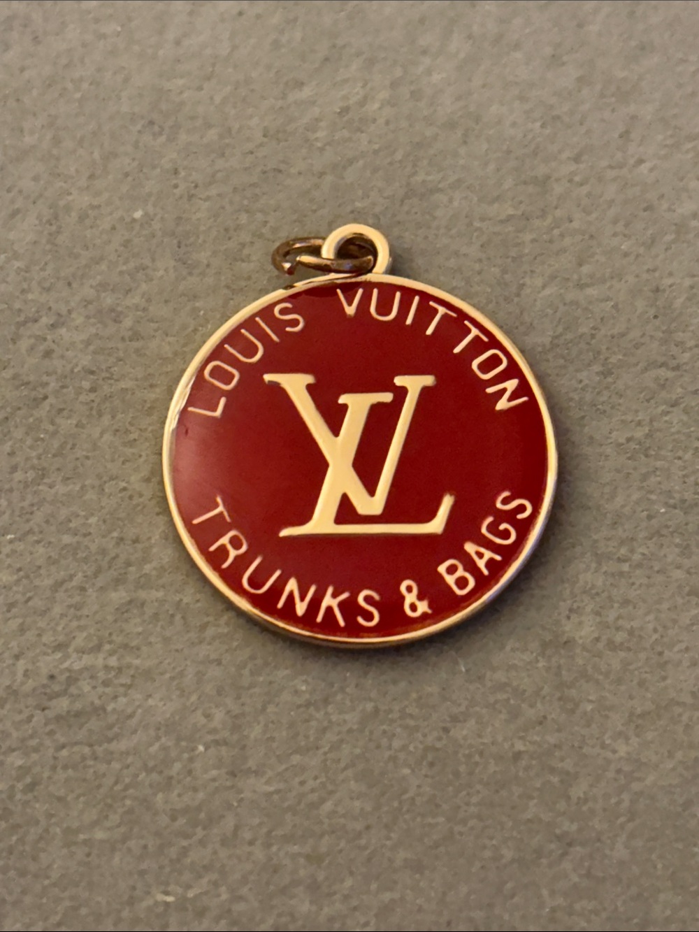 Red Enamel Trunks & Bags Round Charm Pendant